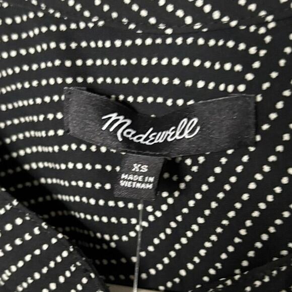 Madewell Black Dot Midi Dress XS Long Sleeve Tie Waist Work to Weekend - Picture 8 of 11